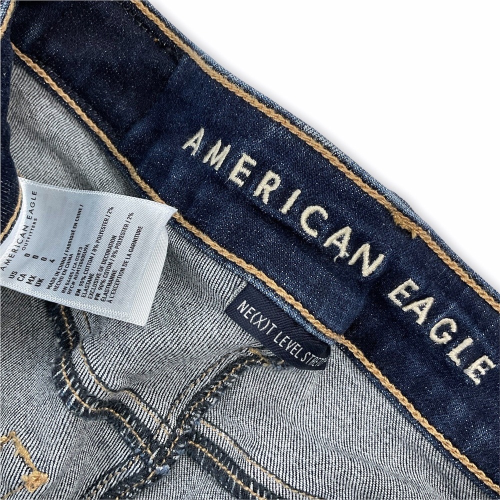 American Eagle Shorts Womens 0 (W25) Blue Distressed Cut Off Midi‎ Denim Ripped - Picture 8 of 8